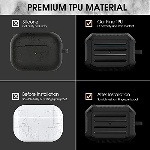ZIBUYU® Heavy Duty Protective Case for AirPods Pro C(2019) harging Case, with Carabiner Shockproof Support Wireless Charging (Black) ZIBUYU® Heavy Duty Protective Case for AirPods Pro C(2019) harging Case, with Carabiner Shockproof Support Wireless Charging (Black)